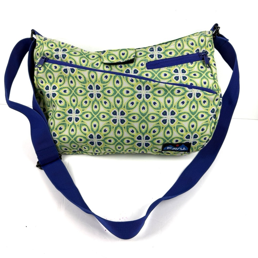 Kavu Crossbody Bag Peacock Canvas Handbag Purse Multicolor Large Everyday